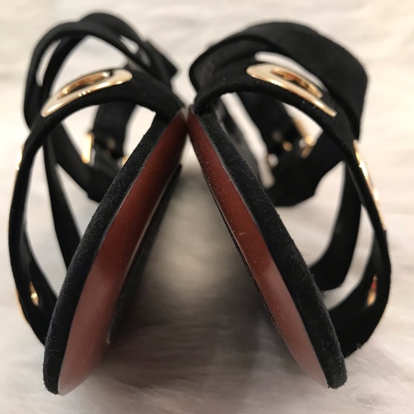 LOUIS VUITTON Golden Hour Suede Flat Sandals Black - Picture 6 of 8